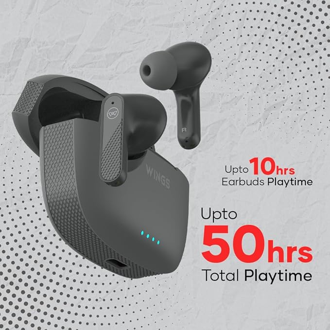 Wings Flobuds 400 Made in India High Fidelity lifestyle earbuds, Wireless Bluetooth 5.3, 50 Hrs Playtime with 10 hours - 2