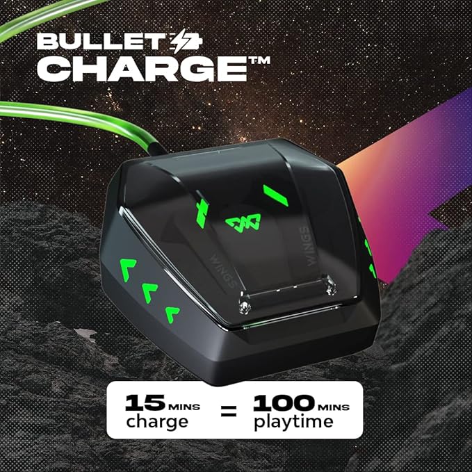 WINGS Phantom 860 Earbuds with Game mode, 50 hrsPlaytime, Quad ENC Mic & App Support Bluetooth Gaming - 2