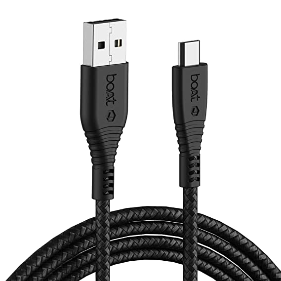 boAt Micro USB 55 Tangle-Free Cable with 3A Fast Charging & 480mbps Data Transmission(Black) - 1
