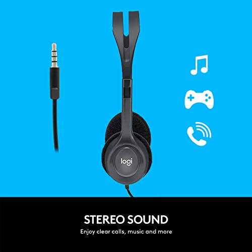 Logitech H111 Wired On Ear Headphones With Mic Black - 1