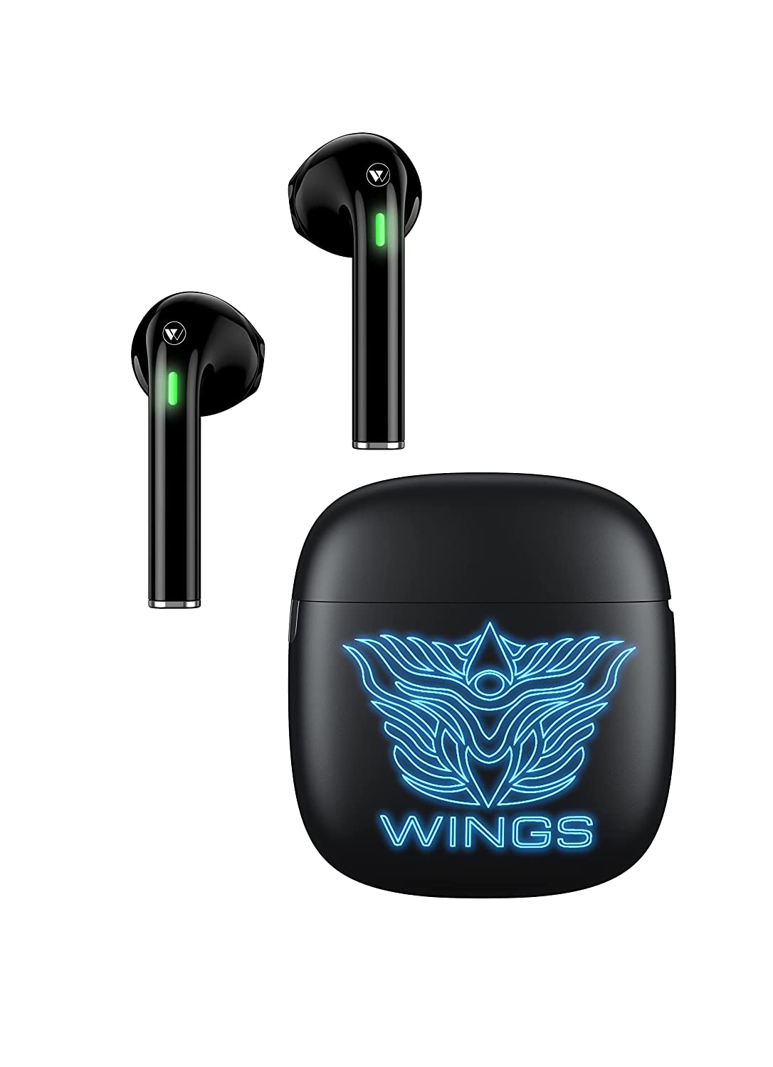 Wings Newly Launched Phantom 100 Gaming TWS Earbuds with 13 mm HD BASS Drivers, ENC Clarity, 40 Hours Playtime, 40ms Low Latency, 5.1 Bluetooth, USB T Total - 0