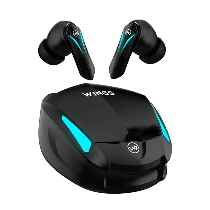 WINGS Phantom 550 Earbuds with Low latency Game mode, 45hr Playtime, Touch Controls Bluetooth Gaming - 0