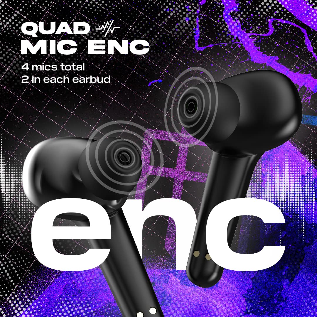 Wings Phantom 760 Wireless Earphones, Earbuds with Low Latency 40 ms, Sync App Support, Gaming Designed case with LED Lights, Bullet ChargeTM Headphon - 3