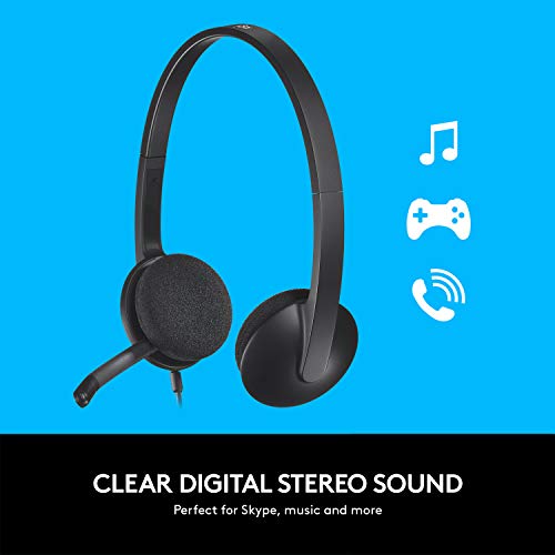 Logitech H340 Stereo Wired Over Ear Headphones With Mic With Noise-Cancelling, Usb, Pc/Mac/Laptop - Black - 1