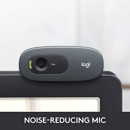 Logitech C270 Digital HD Webcam with Widescreen HD Video Calling, HD Light Correction, Noise-Reducing Mic, for Skype, FaceTime, Hangouts, WebEx, PC/Mac/Laptop/MacBook/Tablet - (Black, HD 720p/30fps) - 1