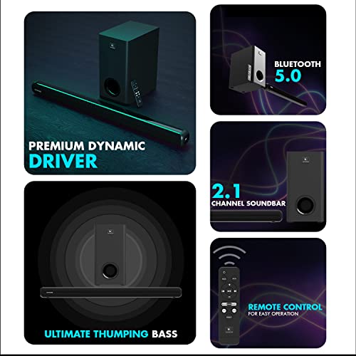 Wings Newly Launched Wings Centerstage 3000, 2.1 Channel Soundbar with 160W RMS, 5.0 Bluetooth, USB, Aux, HDMI Connection & Remote Control, Black, WL- - 2