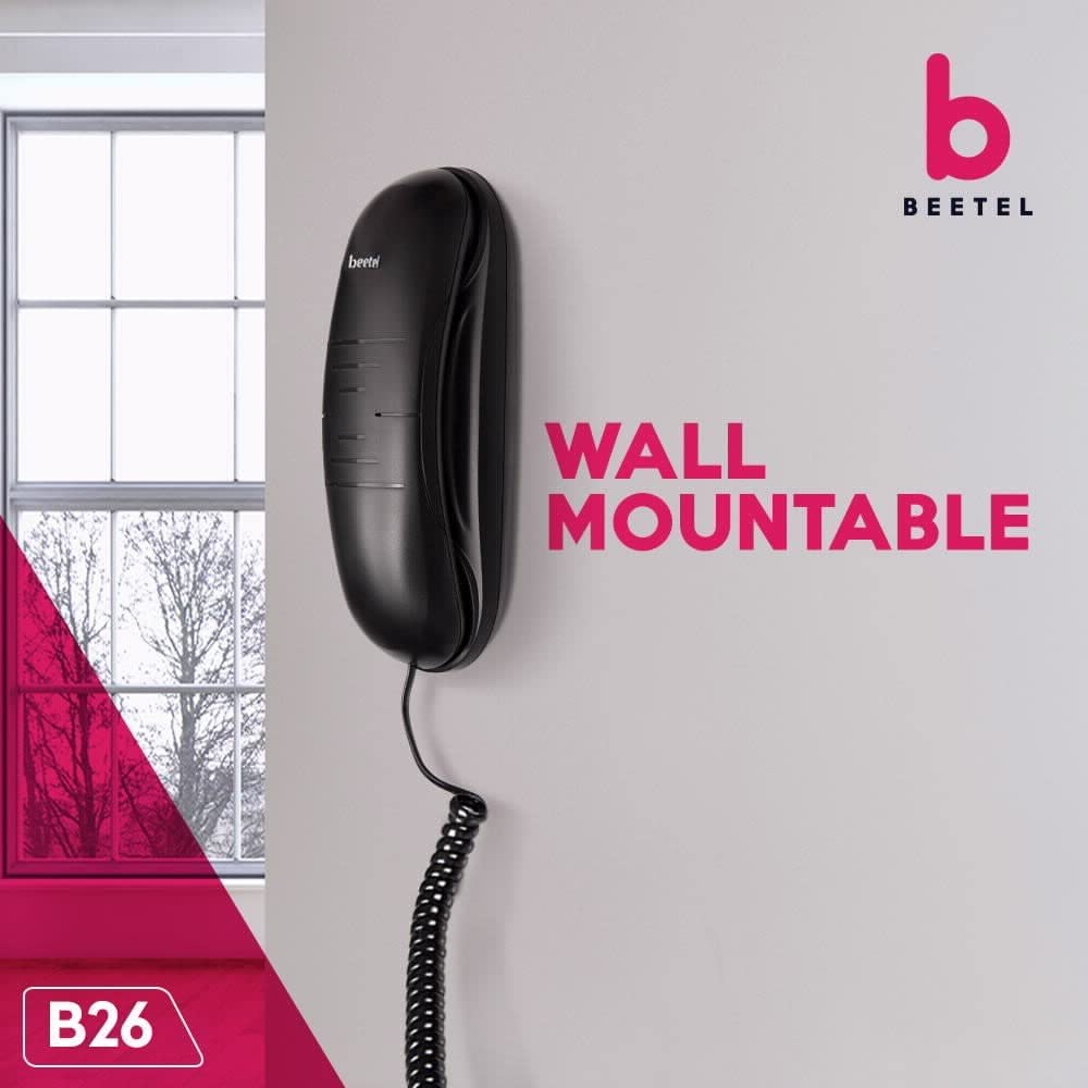 Beetel B26 Corded Slim Landline Phone,Ringer Volume Control,Wall/Desk Mountable,Ringer On/Off Switch,Clear Call Quality,Compact Design,Tone Pulse/Flas - 1