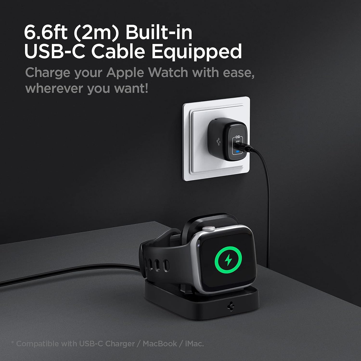 Spigen PF2002 Apple Watch USB Charger Compatible for All Apple Watch Series - 2