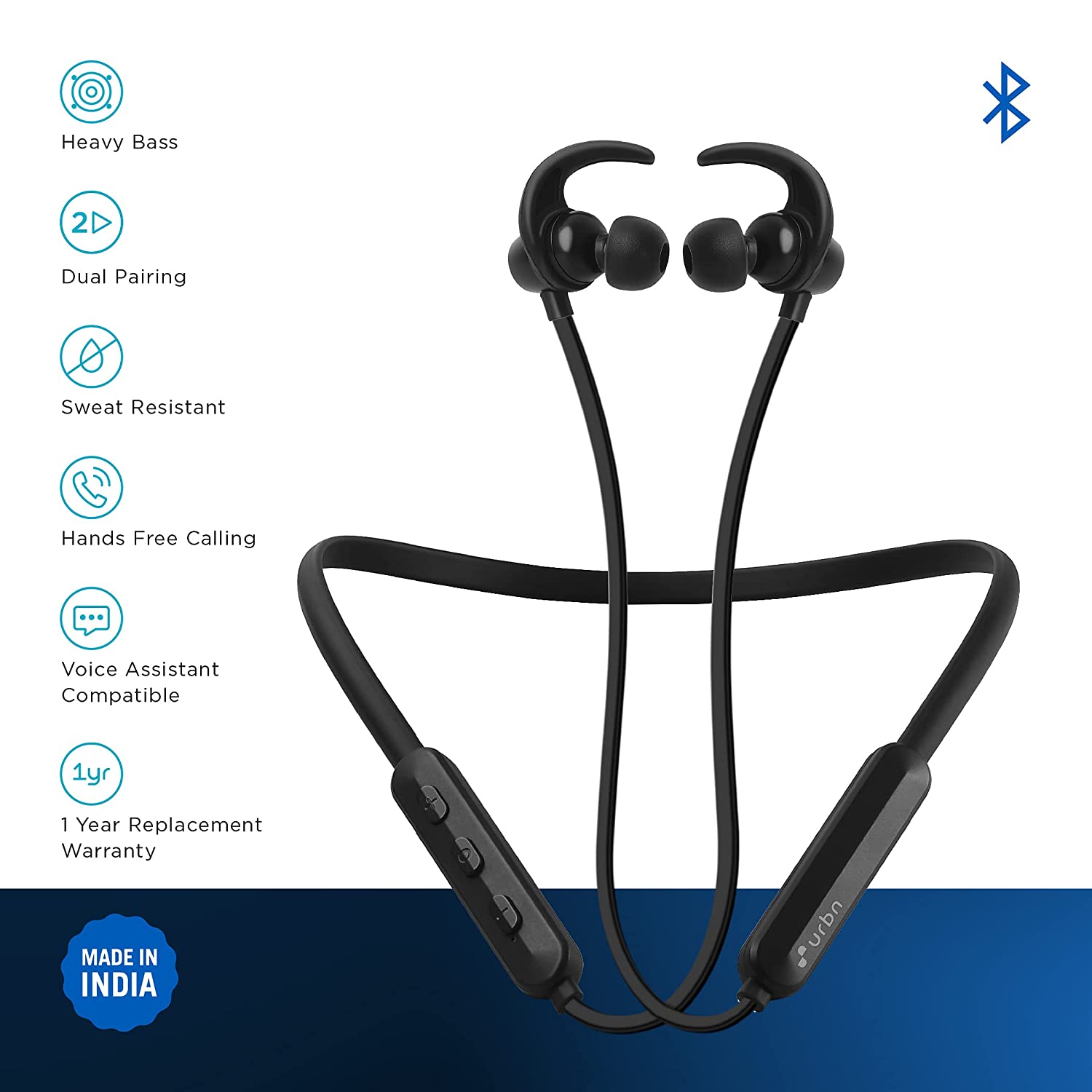 URBN raw 550 Sound Deep Bass Wireless Bluetooth On Ear Headphone with in-Built Mic - 2