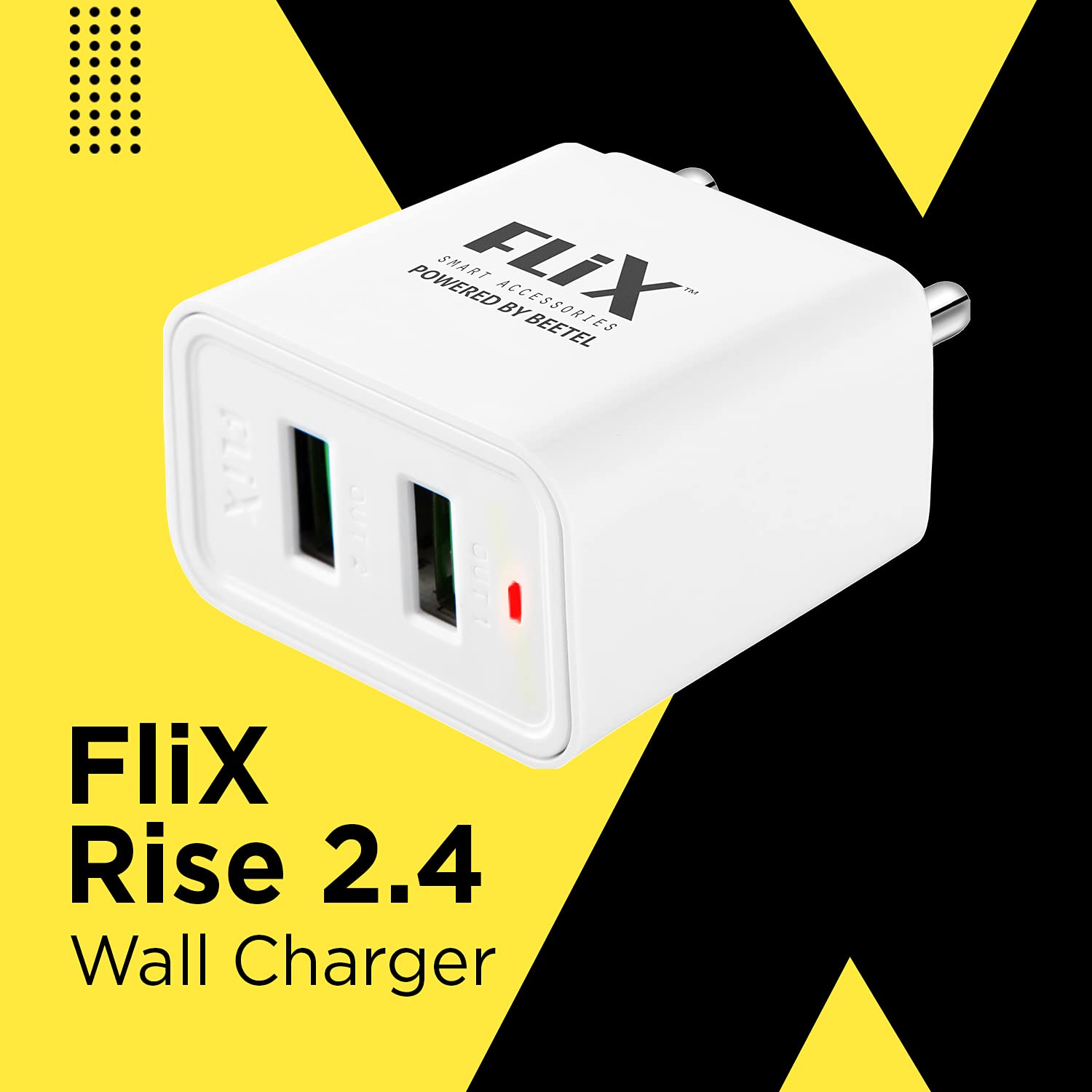 Flix (Beetel) 2.4 12W Dual USB Made in India, Bis Certified, Fast Charging Power Adaptor Smart Charger with 1 Meter Cable Micro USB Cable for Cel Total - 2