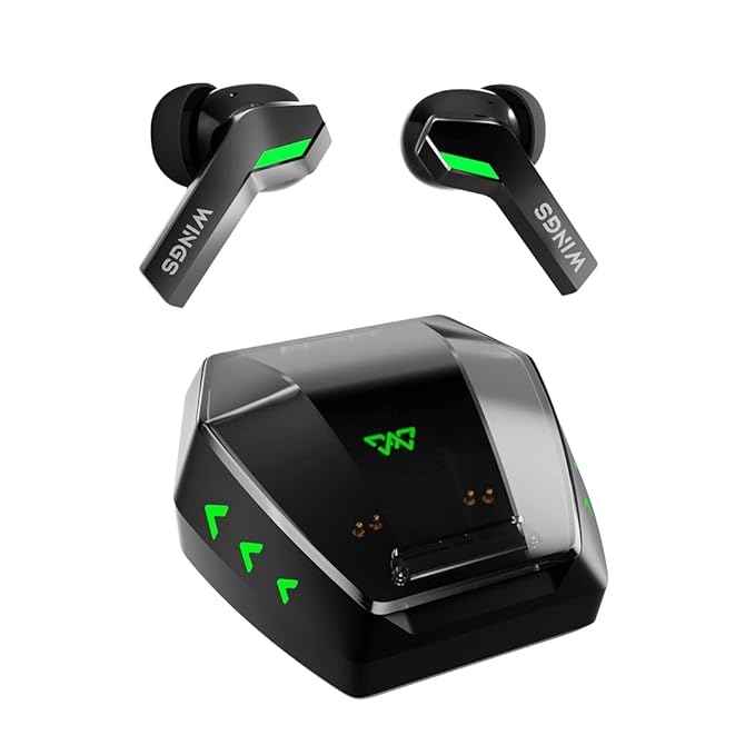 WINGS Phantom 860 Earbuds with Game mode, 50 hrsPlaytime, Quad ENC Mic & App Support Bluetooth Gaming - 0