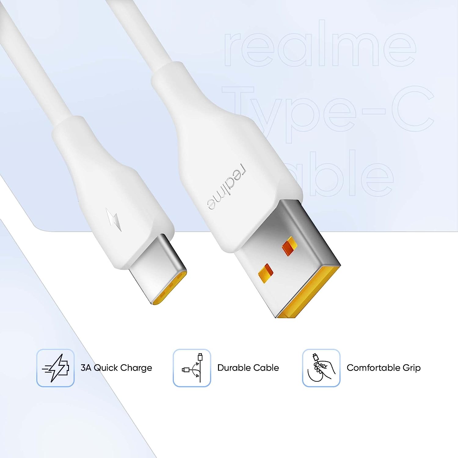 realme USB Type C TPE Cable with Fast Charging Super VOOC for Smartphone (seal pack) - 3