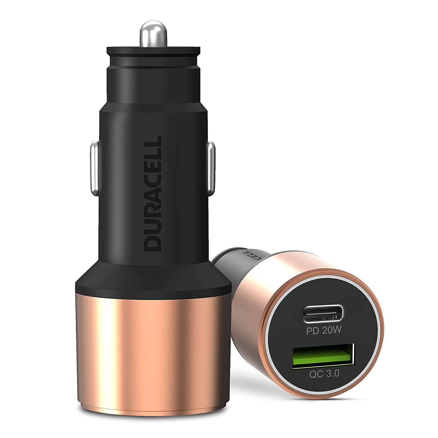 Duracell 38W Fast Car Charger Adapter with Dual Output. Quick Charge, Type C PD 20W & Qualcomm Certified 3.0 Compatible for iPhone, All Smartphones, T Total - 0