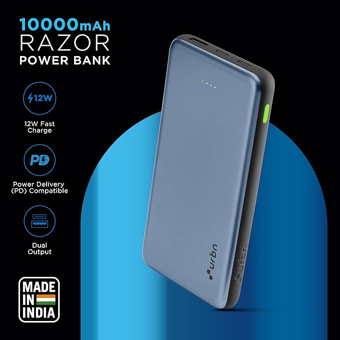 URBN Power Bank 10,000mAh - Ultra Slim, 22.5W Two Way Fast Charging, Triple Output, Dual Type C PD, 12 Layers - 1