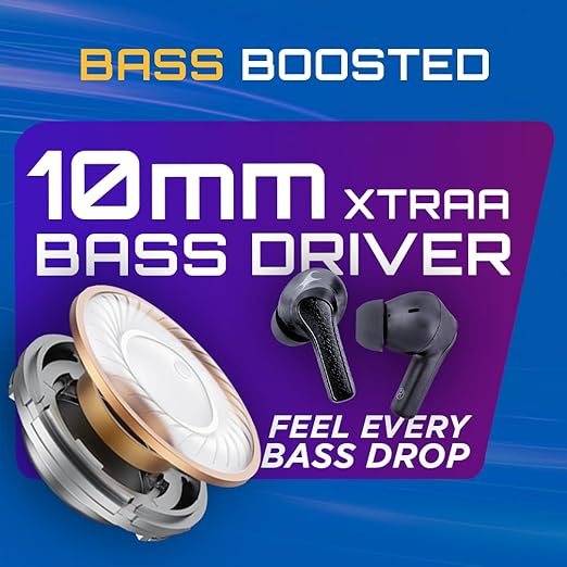 Fastrack Fpods(New Launch) FS100 Bluetooth TWS in-Ear Earbuds with 40 Hrs Playtime |BT V5.3|10mm Extra Deep Bass Drivers|Quad Mic ENC - 2