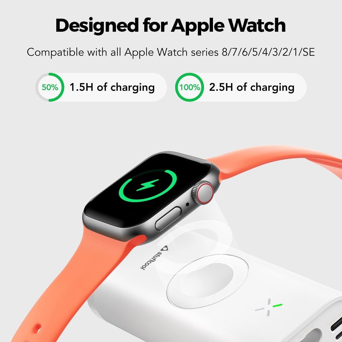Stuffcool Ally 10000mAh Compact powerbank with Fast Wired Charging for iPhone, Built in Watch Charger - 3