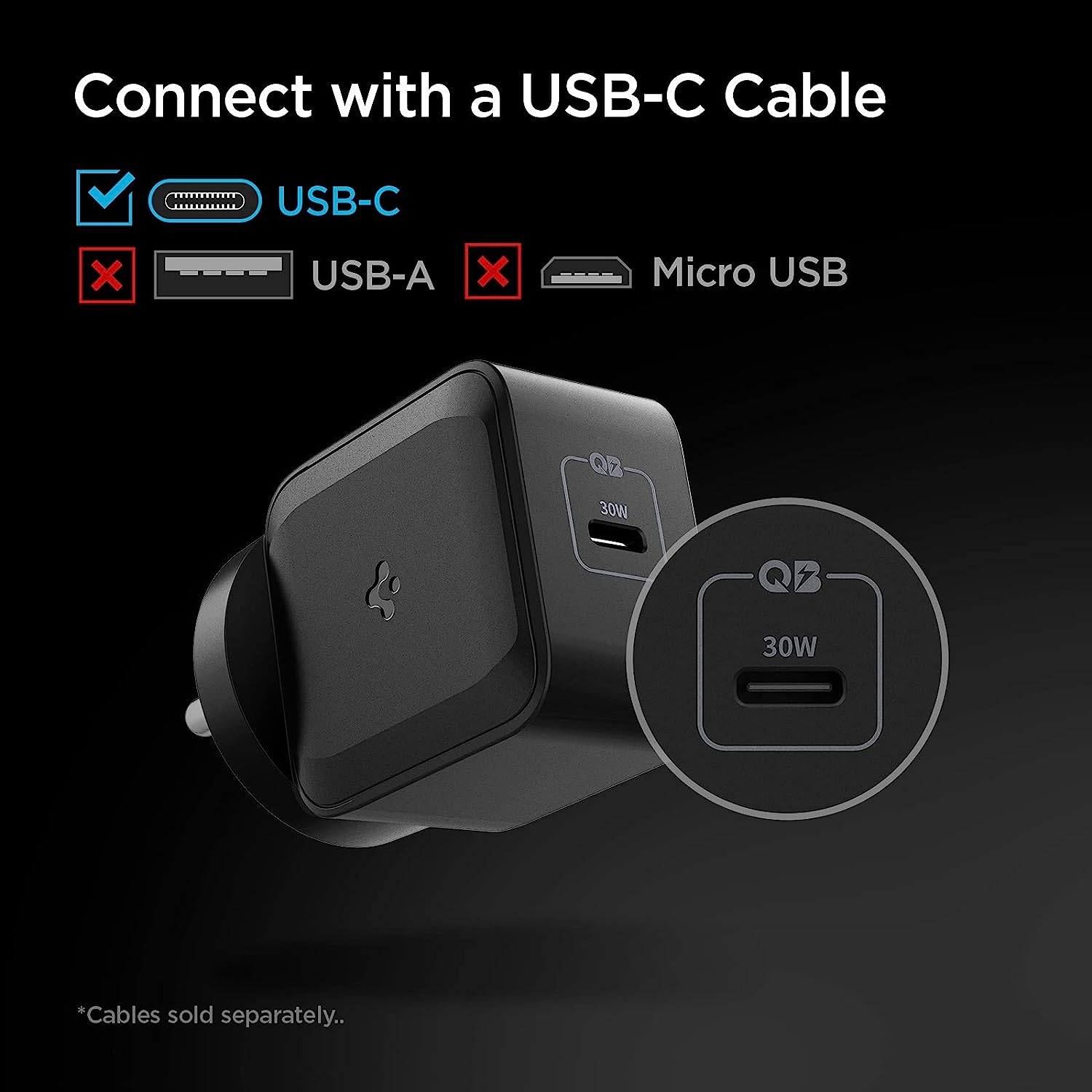 Spigen Fast GaN Wall Charger 35W Designed for C Type Mobile Phones - Black - 2