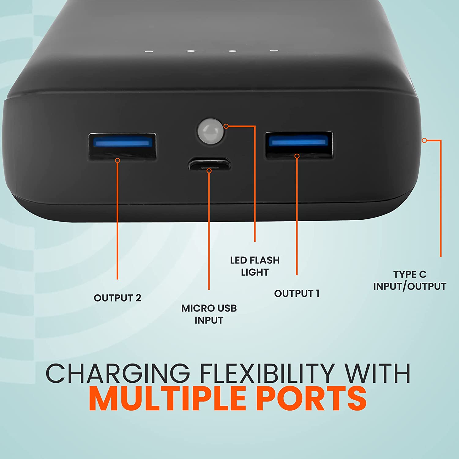 Ambrane 27000mAh Li-Polymer Powerbank with Type C and USB Ports | Fast Charging for Smartphones, Smart Watches, Neckbands & Other Devices (PP-30 Pro, Total - 2