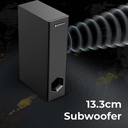 ZEBRONICS Zeb-Sonic BAR 100 Premium Gaming Soundbar with Subwoofer, Total 120W RMS, RGB LED, HDMI ARC, BT v5.0, AUX, Type C + Dual 3.5mm Audio Ports, - 2