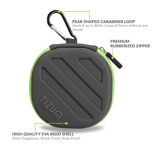 Tizum Earphone Carrying Case - Multi Purpose Pocket Storage with Carabiner Hook, Travel Organizer for Earphones, Pen Drives, Memory Card (small) - 1