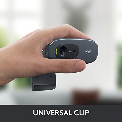 Logitech C270 Digital HD Webcam with Widescreen HD Video Calling, HD Light Correction, Noise-Reducing Mic, for Skype, FaceTime, Hangouts, WebEx, PC/Mac/Laptop/MacBook/Tablet - (Black, HD 720p/30fps) - 2