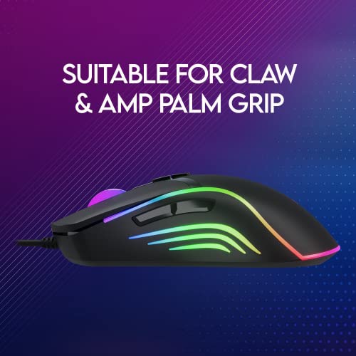 Redgear F-15 Wired Optical Gaming Mouse with Running RGB LEDs, 5 Million Durable Click Switches and Upto 6400 dpi for PC Gamers - 3