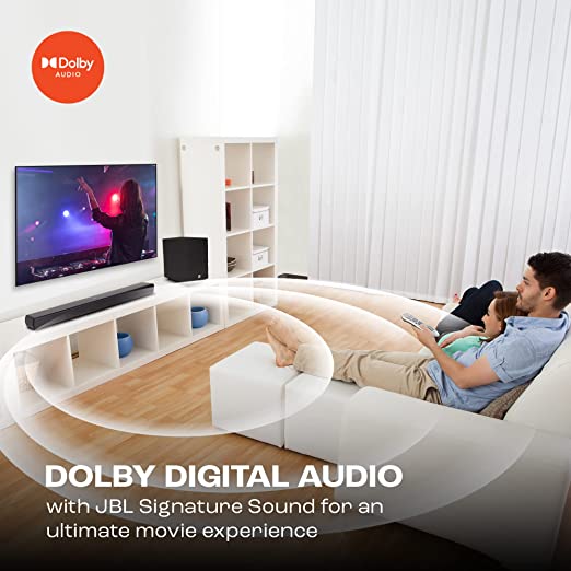 JBL Cinema SB241, Dolby Digital Soundbar with Wired Subwoofer for Extra Deep Bass, 2.1 Channel Home Theatre with Remote, HDMI ARC, Bluetooth & Optical - 3