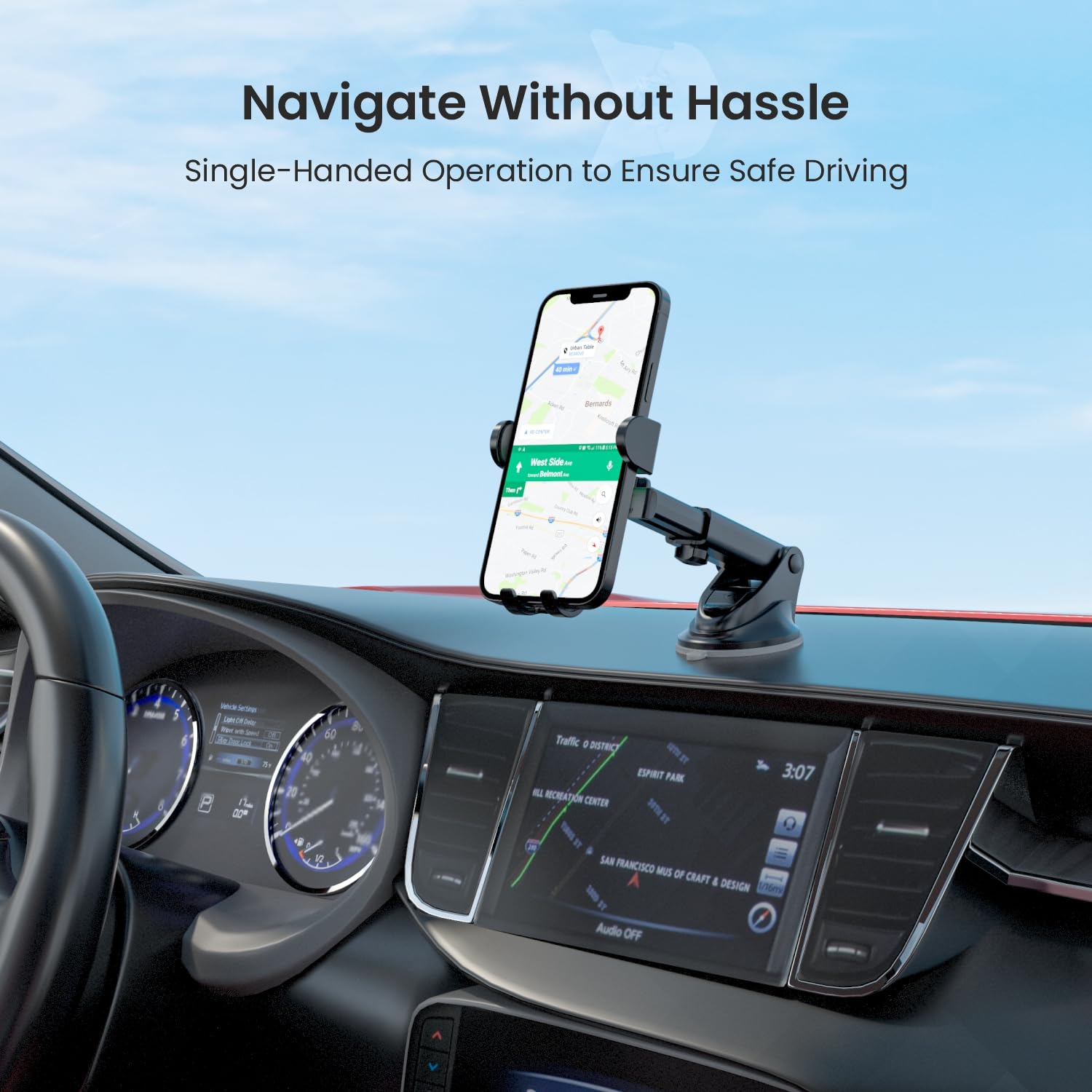 Portronics Clamp M3 Adjustable Car Mobile Phone Holder Stand for Dashboard & Windshield - 1