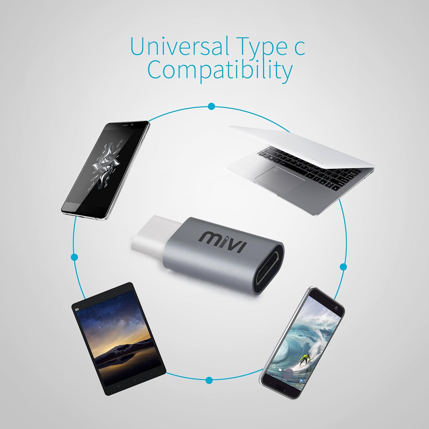 Mivi OAC2AMN Type-C to Micro USB OTG Adapter - (Space Grey) - 1