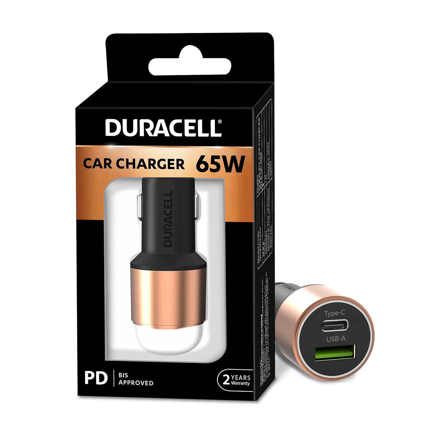 Duracell 65W Fast Car Charger Adapter with Dual Output - 1