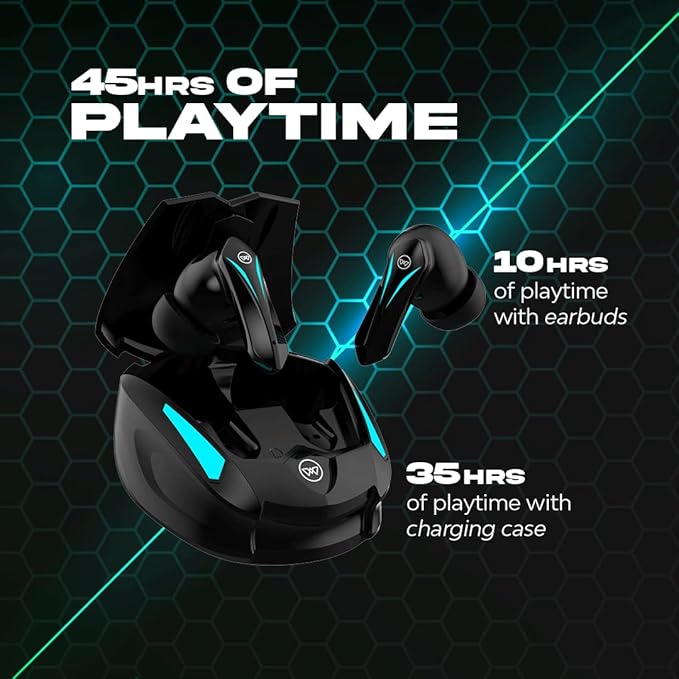 WINGS Phantom 550 Earbuds with Low latency Game mode, 45hr Playtime, Touch Controls Bluetooth Gaming - 1