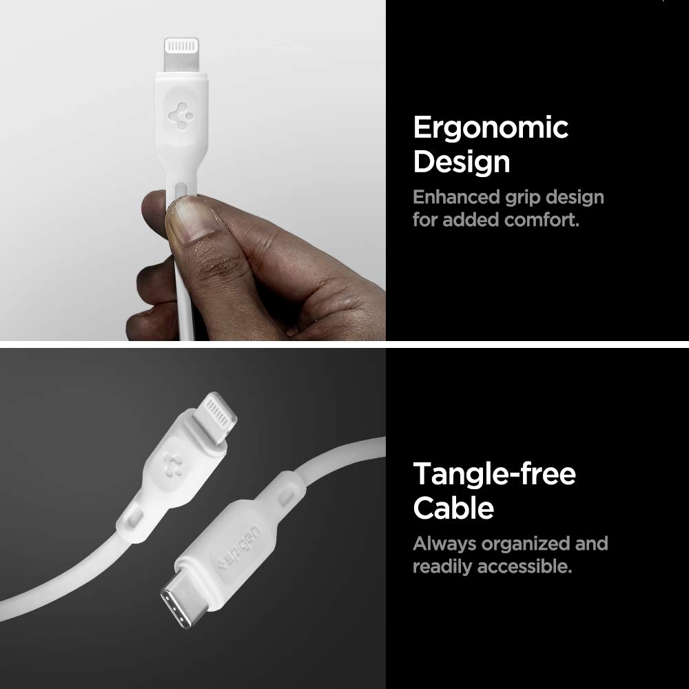 Spigen Apple MFi Certified USB C to Lightning Charge Sync Cable 0.9 Meters, 2 Pack - 2