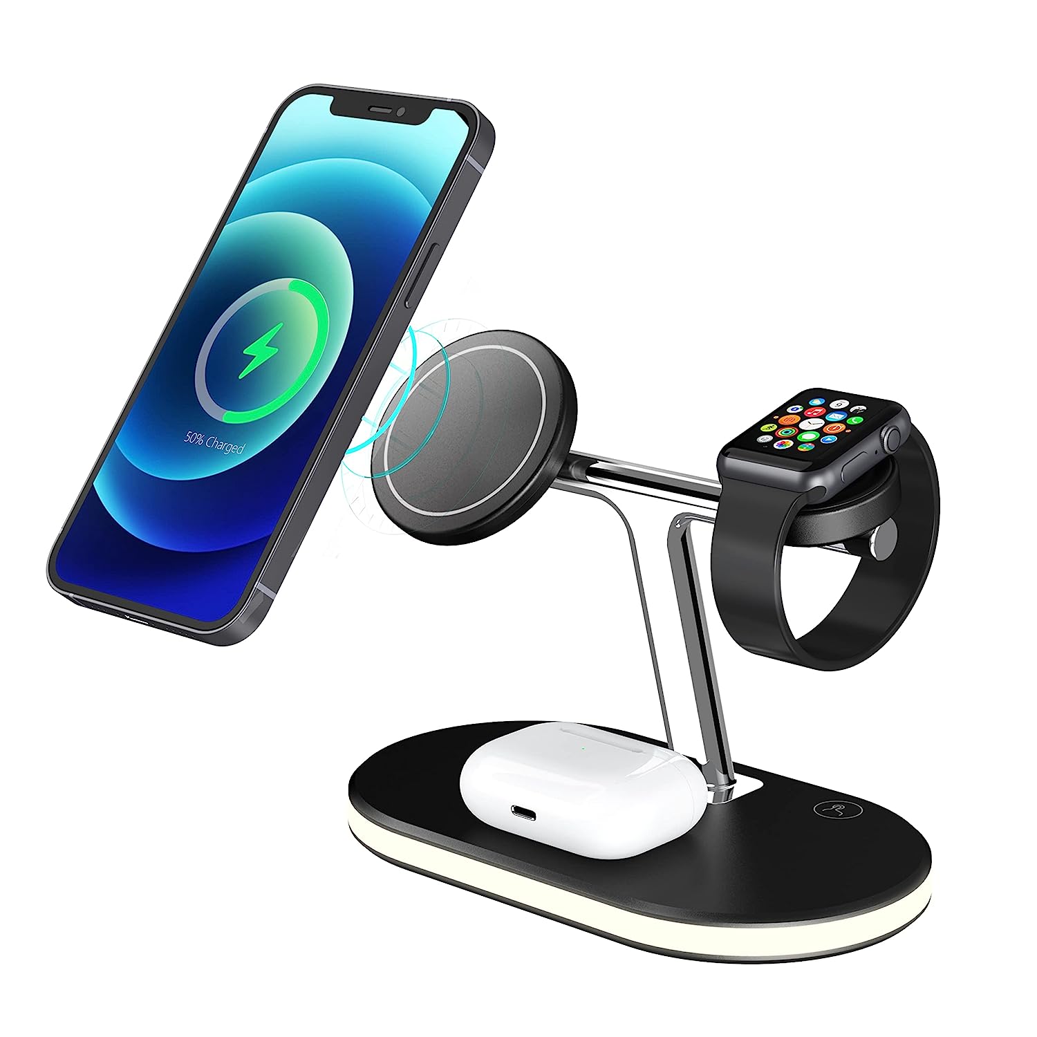 UNIGEN MAGTEC 300 | 4 in 1 Magnetic Wireless Charger for iPhone 14, 13 & 12 Series | iWatch 2 3 4 5 6 SE 7 | Air-pods 2,3,Pro & Other Qi Devices - 0