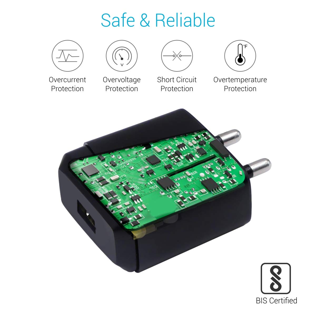 Portronics Adapto 144 2.1A Adapter with Single USB Port(Black) Total - 2