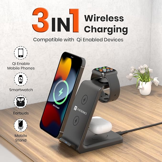Portronics Freedom Trio 15w 3in1 Wireless Charger - 1