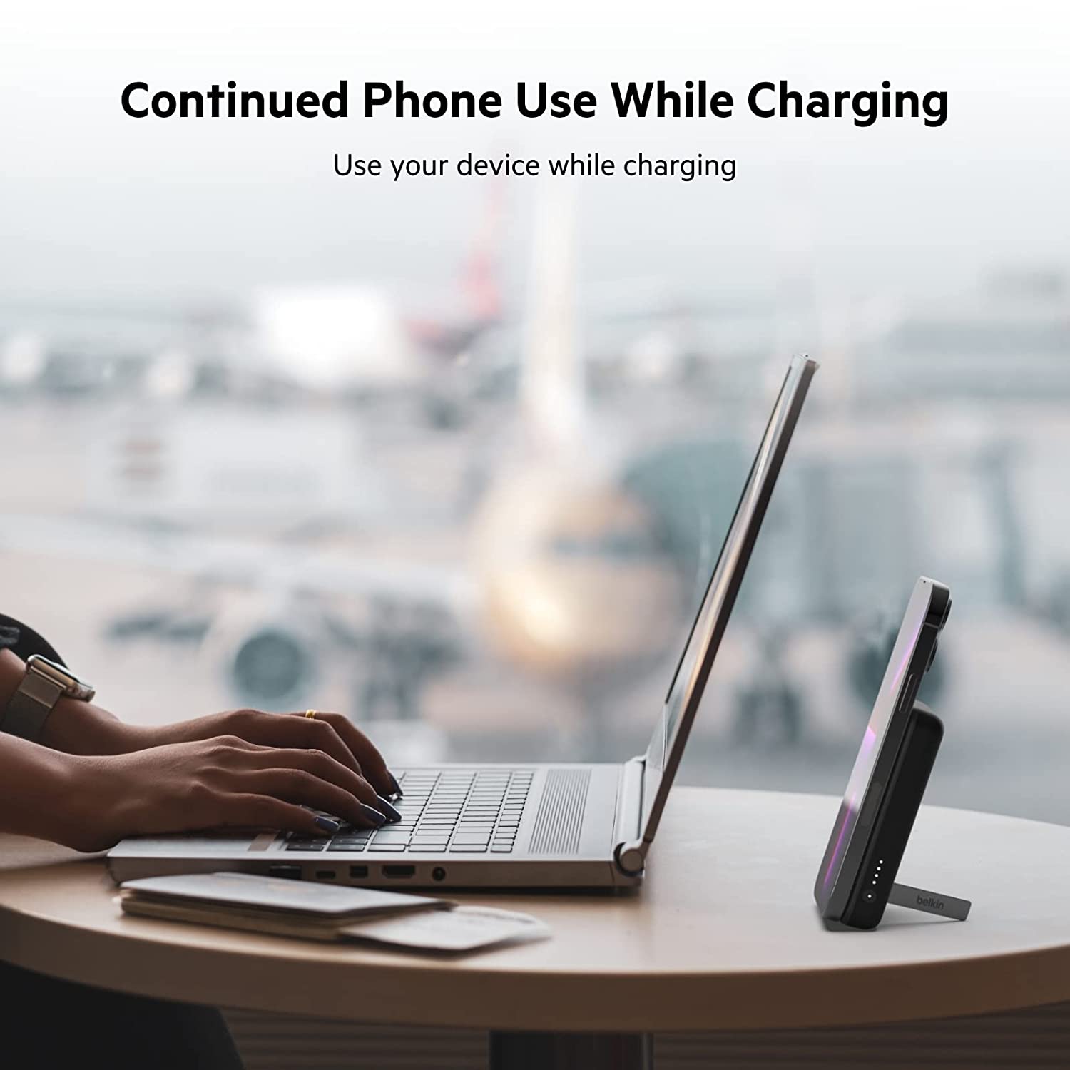 Belkin Quick Charge Magnetic Wireless Power Bank 5000mAh with Stand, Sleek Design for All iPhone 14, 13 and 12 Models, Compatible with MagSafe Covers Total - 1
