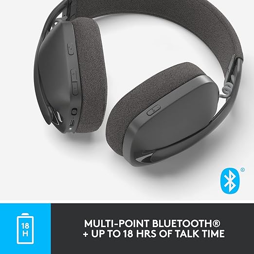 Logitech Zone Vibe 100 Lightweight Wireless Over-Ear Headphones with Noise-Cancelling Microphone, Advanced Multipoint Bluetooth - 3
