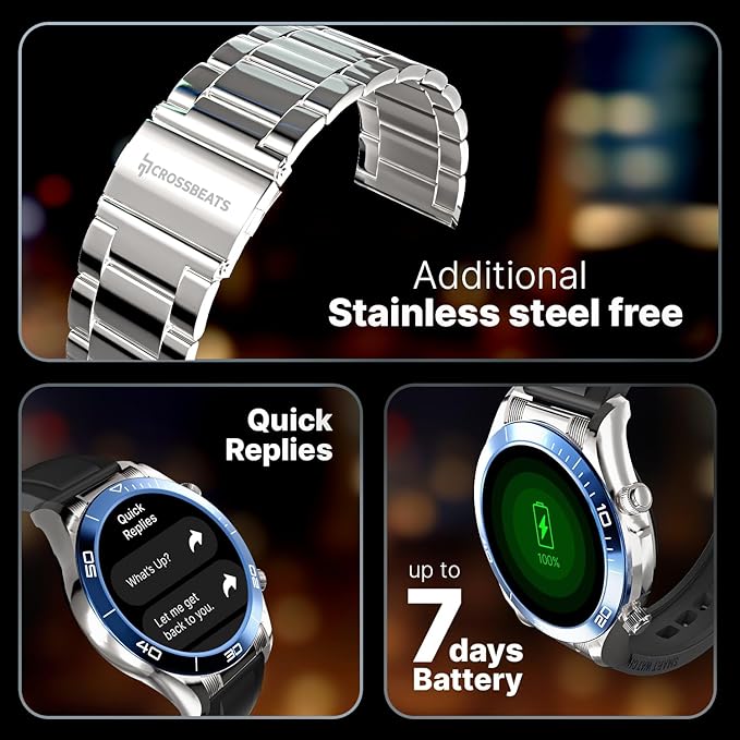 CrossBeats Regal Monarch 1.43" High Grade Steel Strap Bluetooth Calling 125+ Sports Modes Smartwatch - 2