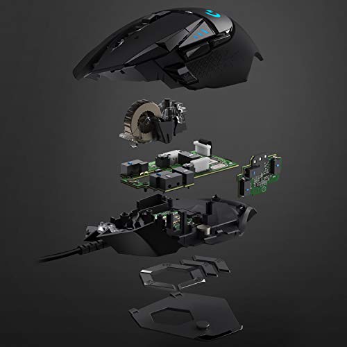 Logitech G502 Hero High Performance Wired Gaming Mouse, Hero 25K Sensor, 25,600 DPI, RGB, Adjustable Weights, 11 Programmable Buttons, On-Board Memory - 4