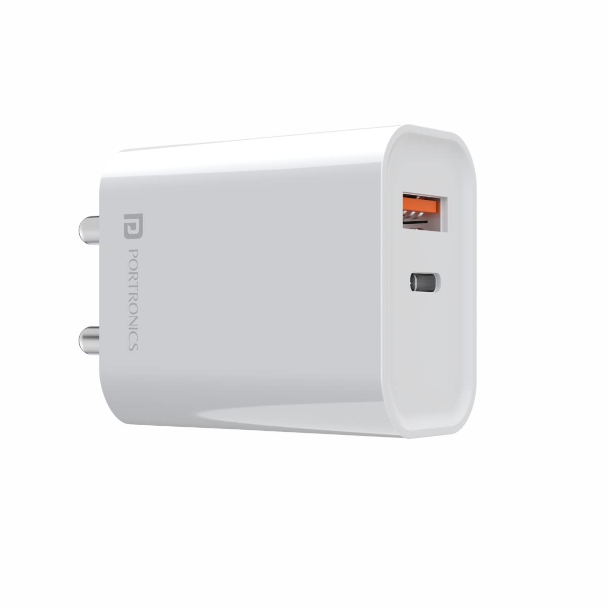 Portronics Adapto 45 20W Mach USB & Type-C Dual Output Super Fast Charger, Wall Adapter Power Delivery 3.0 Fast Charging & USB A Fast Charge Adaptor f - 0