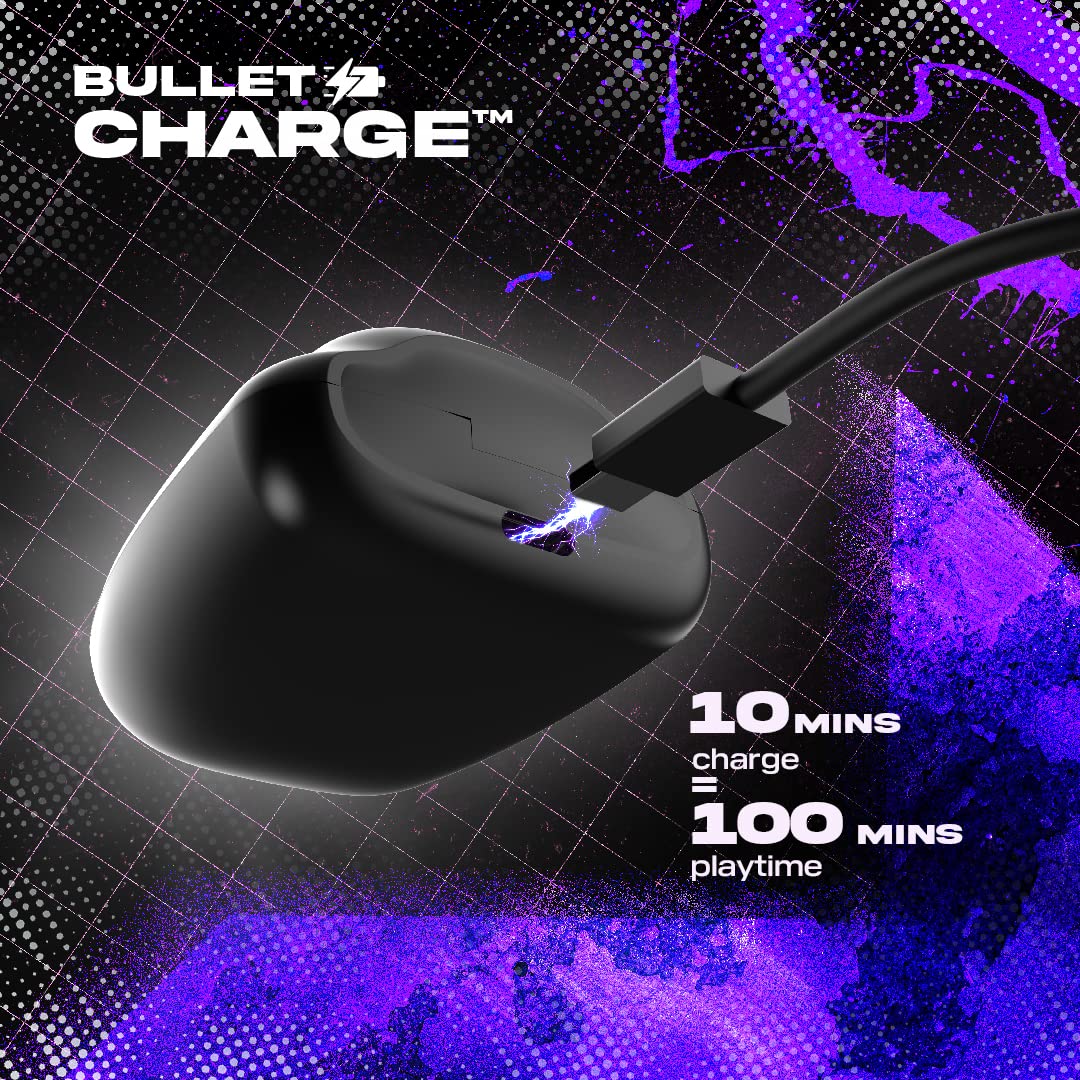 Wings Phantom 760 Wireless Earphones, Earbuds with Low Latency 40 ms, Sync App Support, Gaming Designed case with LED Lights, Bullet ChargeTM Headphon - 2