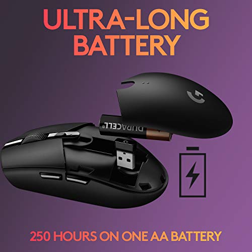 Logitech G304 Lightspeed Wireless Gaming Mouse, Hero Sensor, 12,000 DPI, Lightweight, 6 Programmable Buttons, 250h Battery Life, On-Board Memory - 2