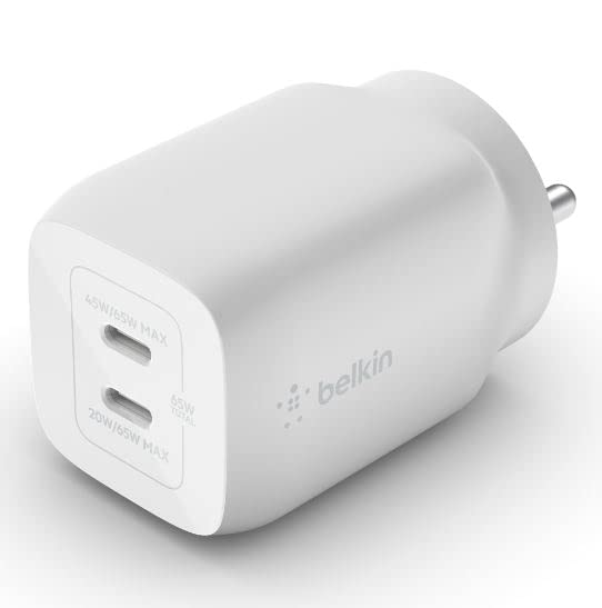Belkin 65W Gan Dual USB C Pd 3.0 Fast Charger with Pps Technology - 0