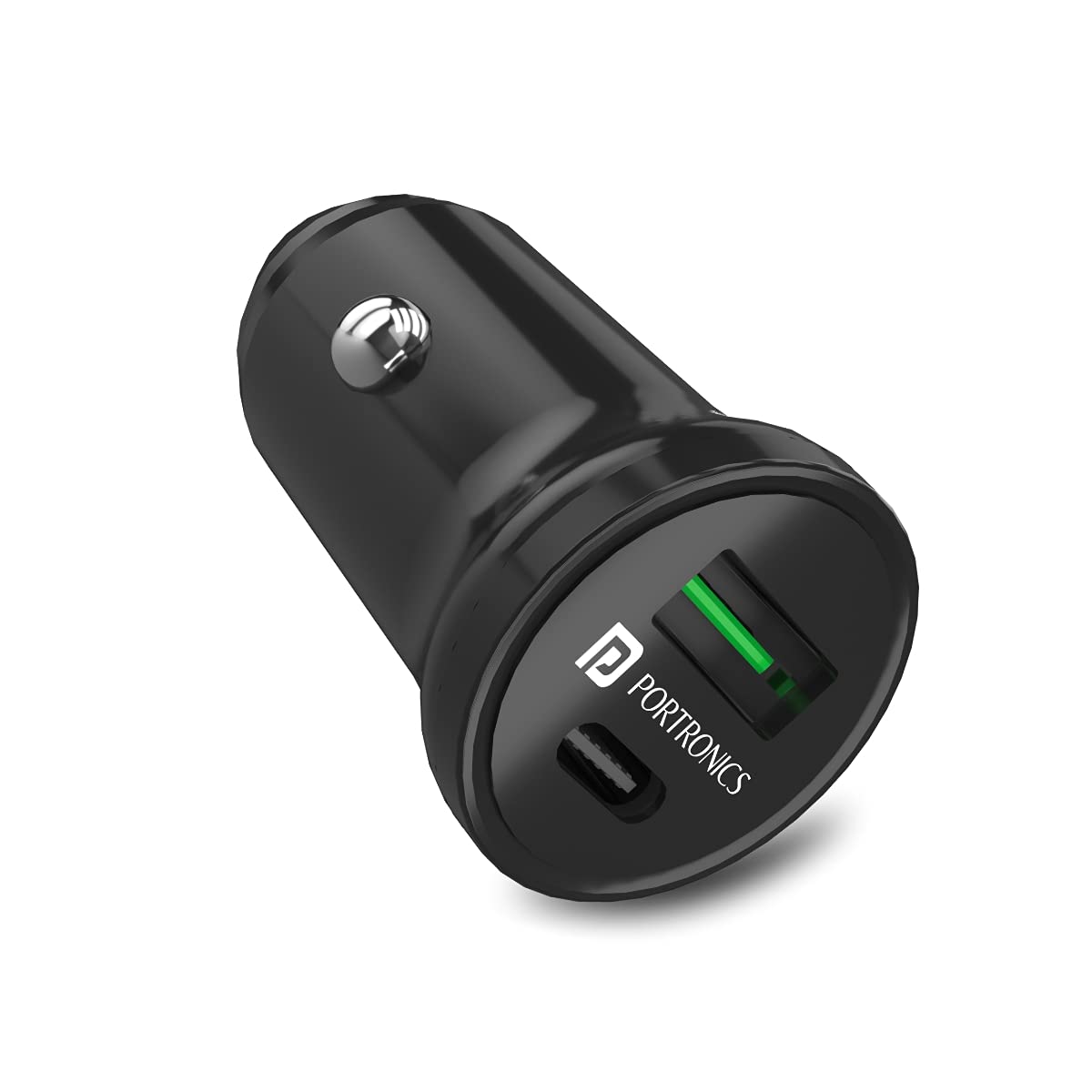 Portronics CarPower 7 Car Charger with Dual Output, Fast Charging (Type C PD 20W + QC 3.0A) Compatible with All Smartphones - 0