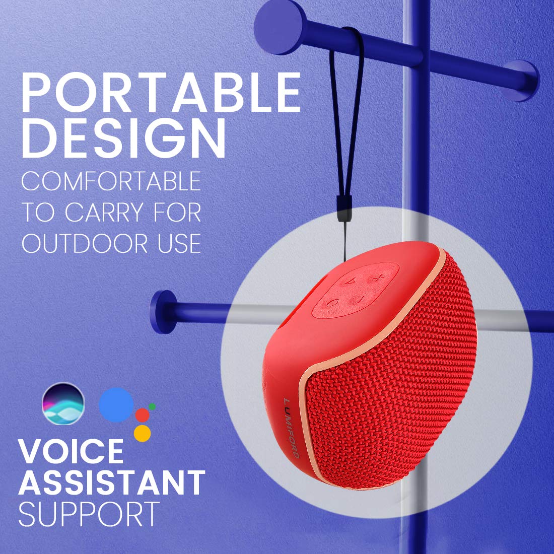 Lumiford GoMusic BT12 Wireless Bluetooth Speaker with Mic, Portable Speaker with Unique TWS Connection, Splash Proof, Voice Assistance & multi connectivity Options (3.5 AUX, USB, Micro-SD, FM Radio) - 4
