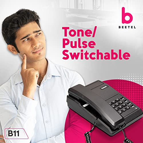 Beetel B11 Corded Landline Phone, Ringer Volume Control, LED for Ring Indication, Wall/Desk Mountable, Classic Design,Clear Call Quality,Mute/Pause/Fl - 1