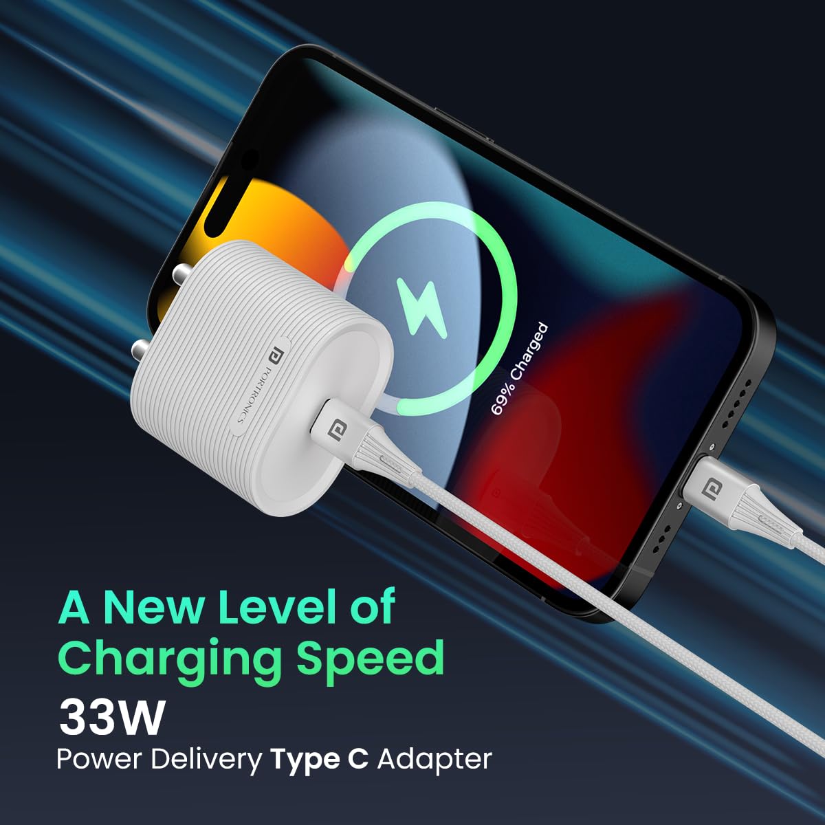 Portronics Adapto 33G 33W GaN Type C PD Port Fast Wall Charger - 2