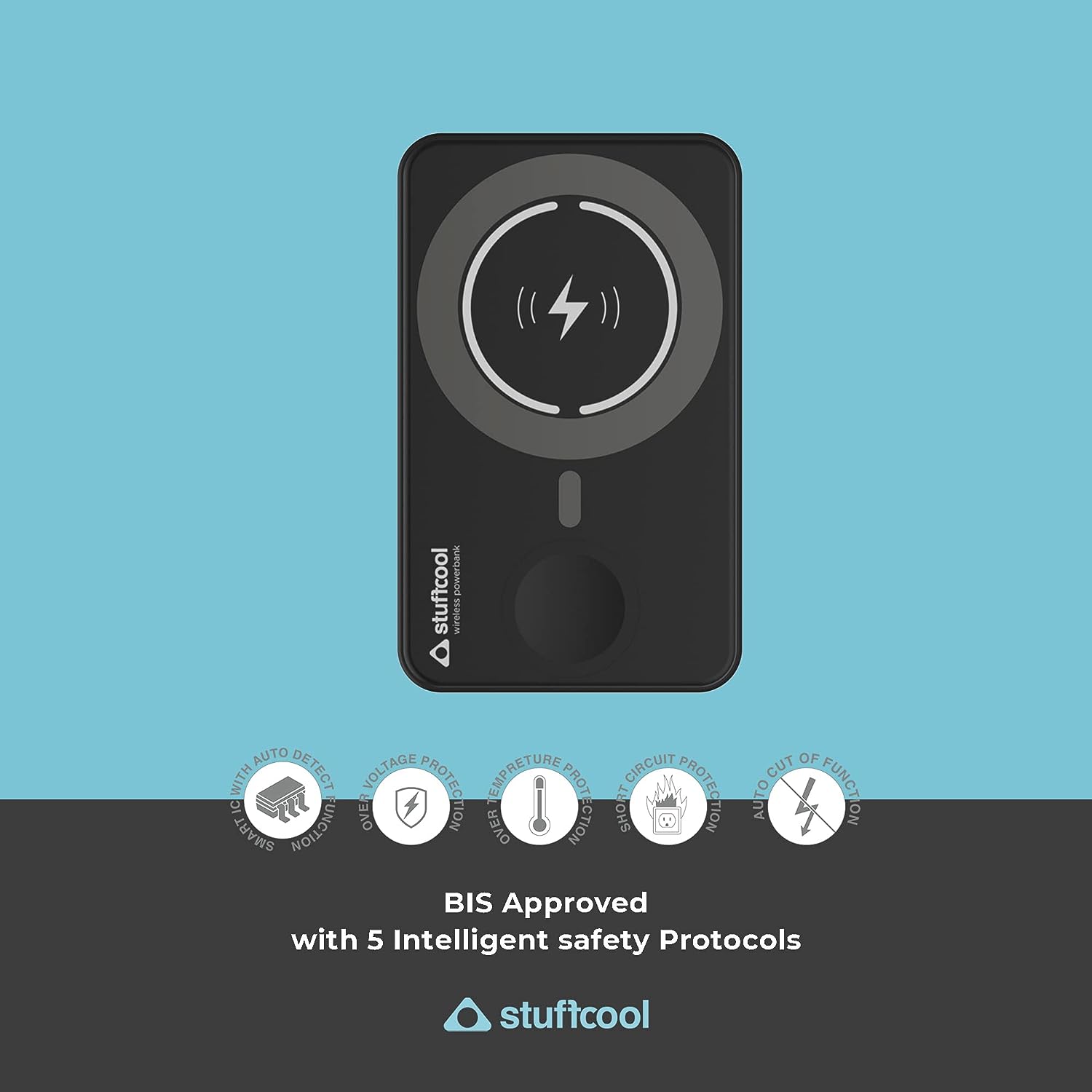 Stuffcool PB9063W 5000mAh Magnetic Powerbank Compatible with Apple Watch Charging and Leather Kick Stand - 2