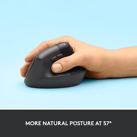 Logitech Lift Vertical Ergonomic Mouse, Wireless, Bluetooth or Logi Bolt USB Receiver, Quiet clicks, 4 Buttons - 1