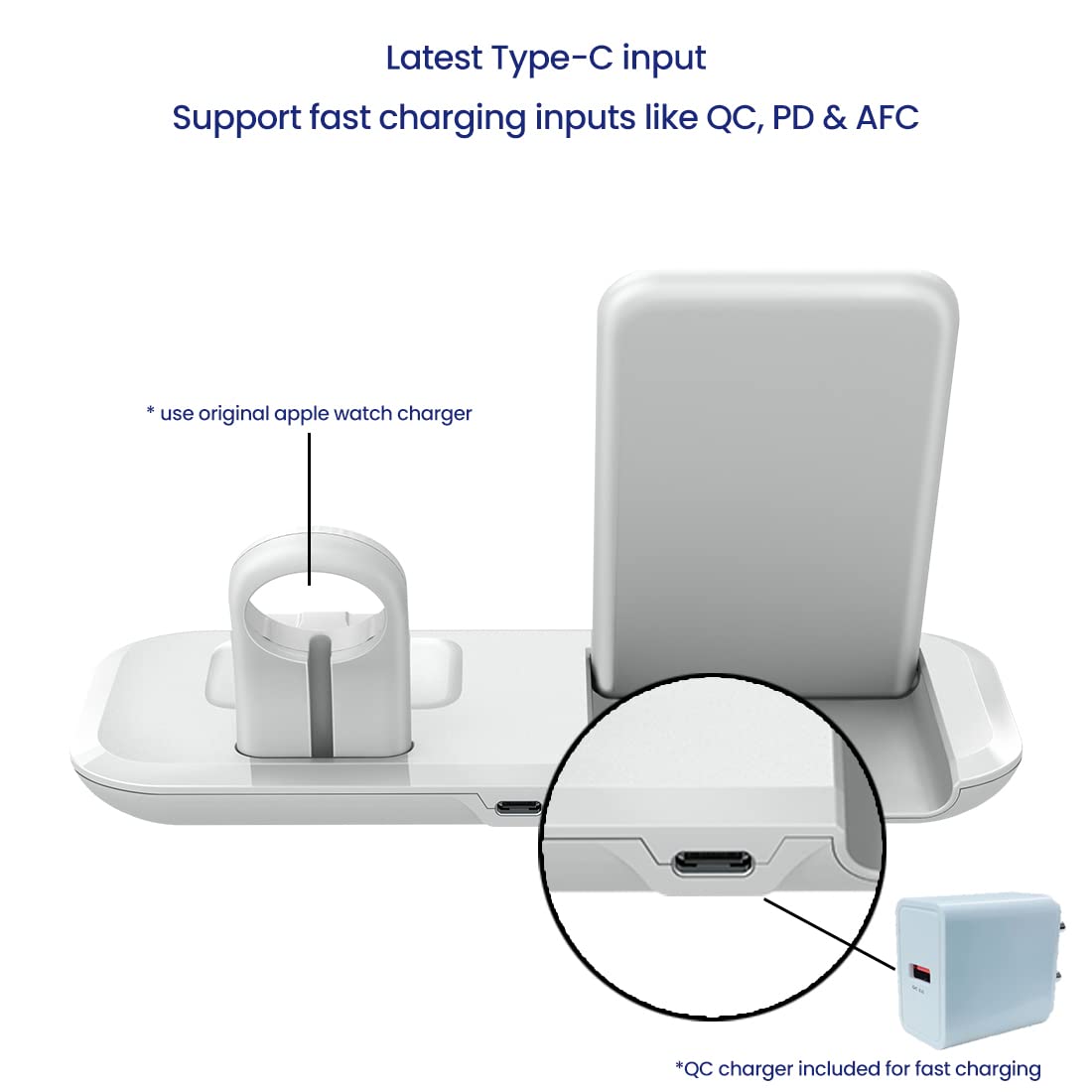 Stuffcool WC810 3-in-1 Wireless Charging Station for iPhones/samsungs, Apple Watch & airpods( - 2